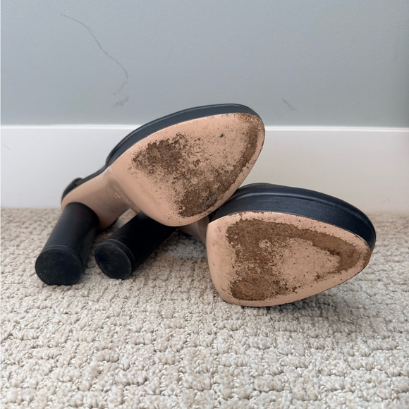 RED Valentino Black Platform Pumps Ankle Strap Block Heel Size 8 - Picture 7 of 8